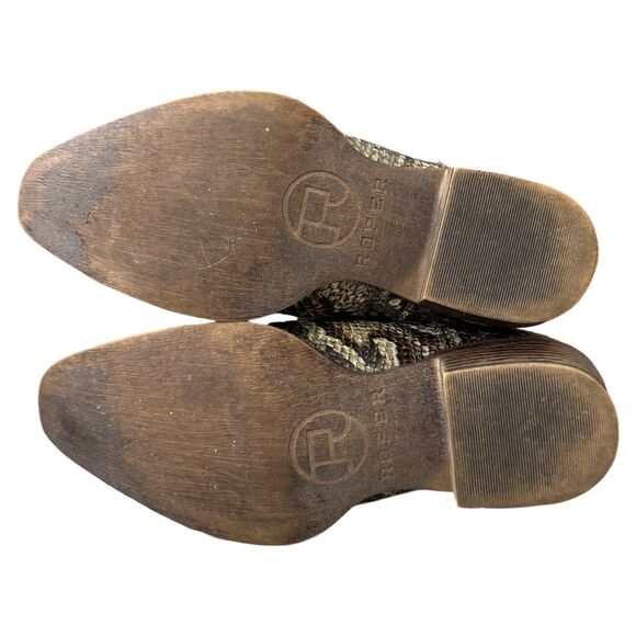 Roper Boots Womens 5.5 Cream Brown Snakeskin Print Ankle‎ Bootie Western Cowgirl - Picture 8 of 11